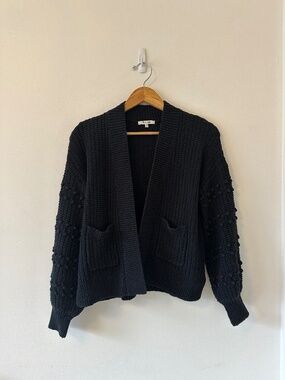 Madewell Black Cotton Bubble Open Cardigan | Size XS